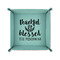Thankful & Blessed 6" x 6" Teal Leatherette Snap Up Tray - FOLDED UP