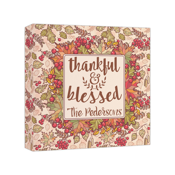 Custom Thankful & Blessed Canvas Print - 8x8 (Personalized)