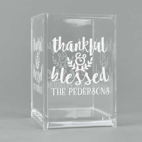 Custom Thankful & Blessed Acrylic Pen Holder (Personalized)