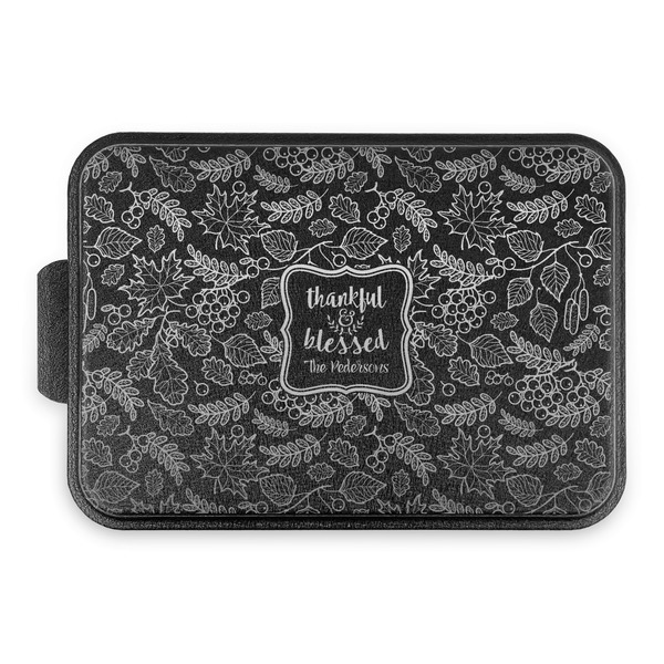 Custom Thankful & Blessed Aluminum Baking Pan with Black Lid (Personalized)