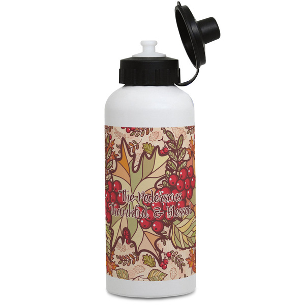 Custom Thankful & Blessed Water Bottles - Aluminum - 20 oz - White (Personalized)