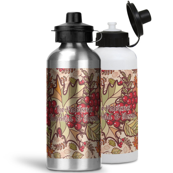 Thankful & Blessed Aluminum Water Bottles - MAIN (white &silver)