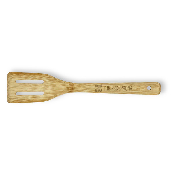 Custom Thankful & Blessed Bamboo Slotted Spatula - Double Sided (Personalized)