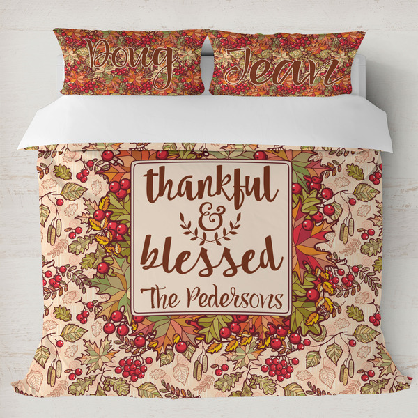 Custom Thankful & Blessed Duvet Cover Set - King (Personalized)