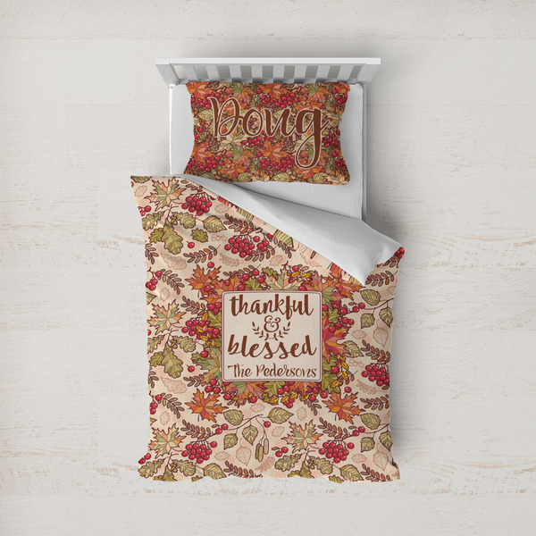 Custom Thankful & Blessed Duvet Cover Set - Twin (Personalized)