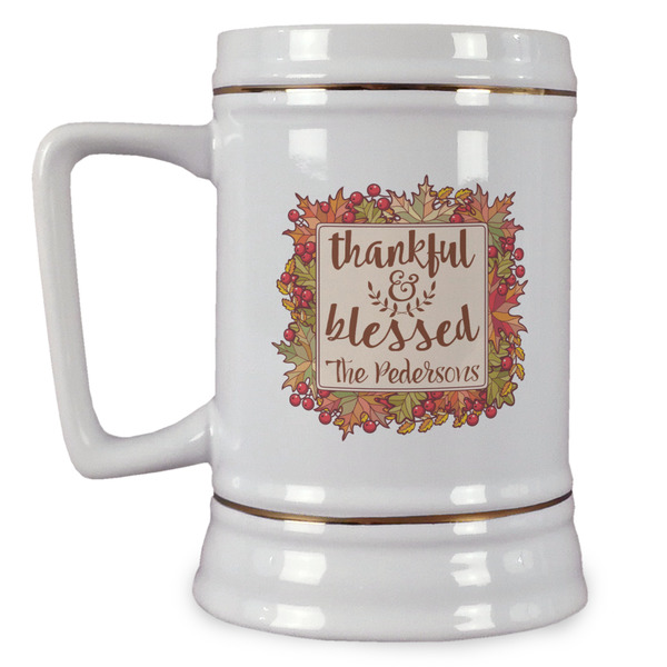Custom Thankful & Blessed Beer Stein (Personalized)
