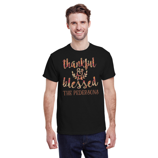 Custom Thankful & Blessed T-Shirt - Black - 2XL (Personalized)