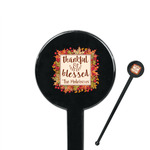 Thankful & Blessed 7" Round Plastic Stir Sticks - Black - Single Sided (Personalized)