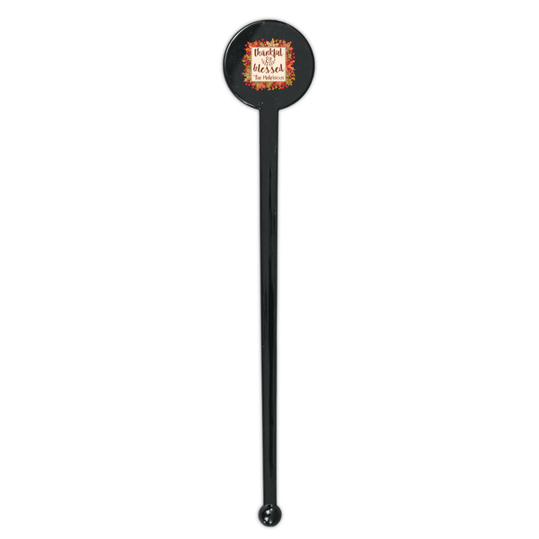 Thankful & Blessed Black Plastic 7" Stir Stick - Round - Single Stick