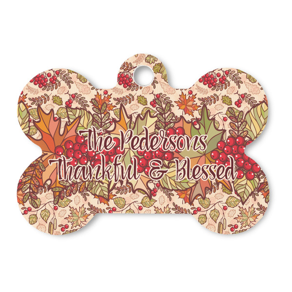 Custom Thankful & Blessed Bone Shaped Dog ID Tag (Personalized)