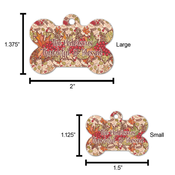 Thankful & Blessed Bone Shaped Dog ID Tag - Large - Scale