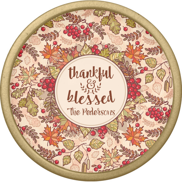 Thankful & Blessed Cabinet Knob - Gold - Front