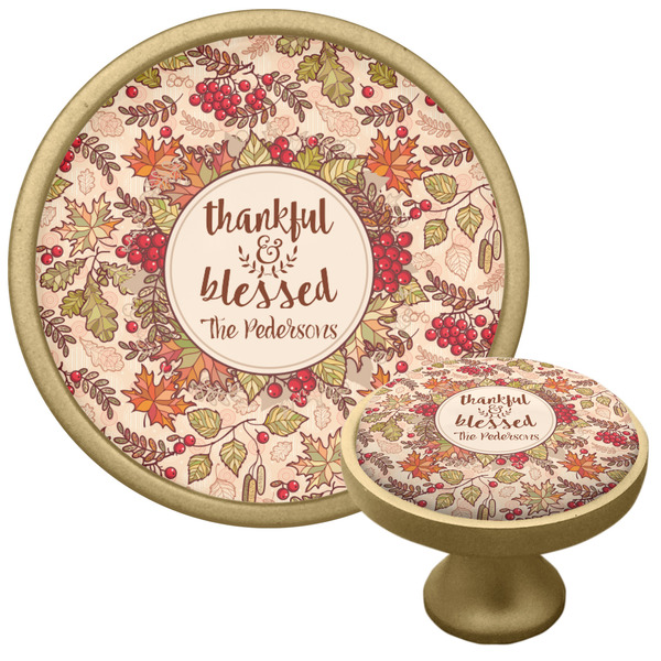 Custom Thankful & Blessed Cabinet Knob - Gold (Personalized)