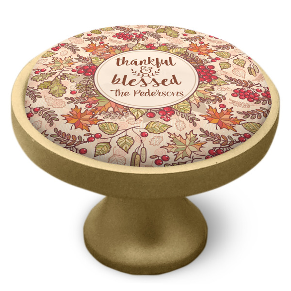 Thankful & Blessed Cabinet Knob - Gold - Side