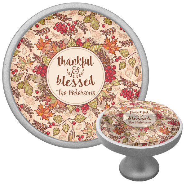 Custom Thankful & Blessed Cabinet Knob (Silver) (Personalized)