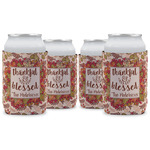 Thankful & Blessed Can Cooler (12 oz) - Set of 4 w/ Name or Text