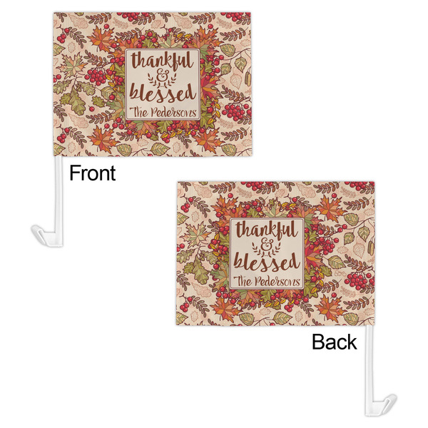 Thankful & Blessed Car Flag - 11" x 8" - Front & Back View