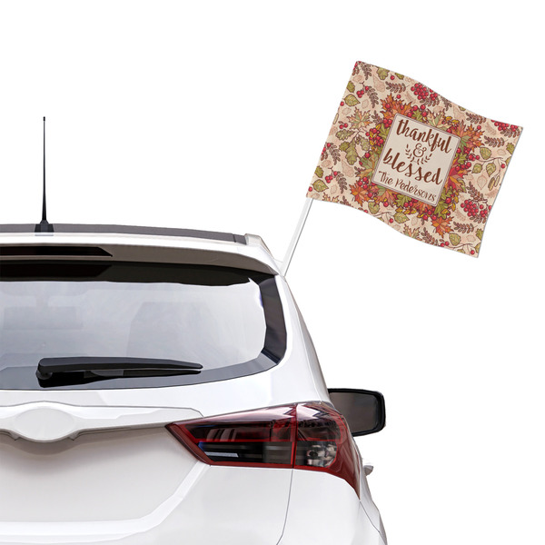 Thankful & Blessed Car Flag - Large - LIFESTYLE