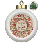 Thankful & Blessed Ceramic Ball Ornament - Christmas Tree (Personalized)