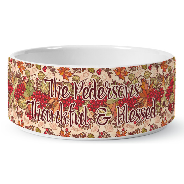 Thankful & Blessed Ceramic Dog Bowl - Medium - Front