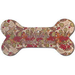 Thankful & Blessed Ceramic Dog Ornament - Front w/ Name or Text