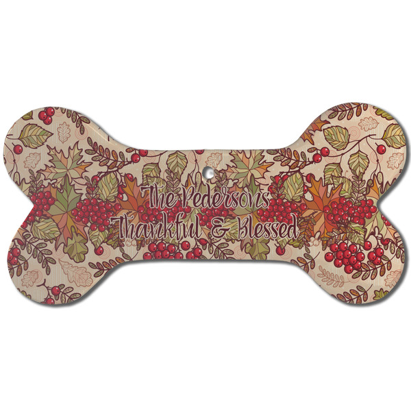 Thankful & Blessed Ceramic Flat Ornament - Bone Front