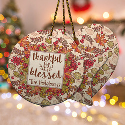 Thankful & Blessed Ceramic Ornament w/ Name or Text