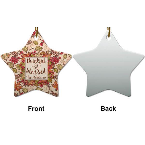 Thankful & Blessed Ceramic Flat Ornament - Star Front & Back (APPROVAL)
