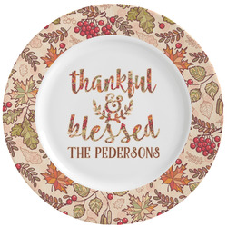 Thankful & Blessed Ceramic Dinner Plates (Set of 4) (Personalized)