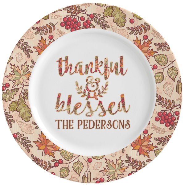 Custom Thankful & Blessed Ceramic Dinner Plates (Set of 4) (Personalized)
