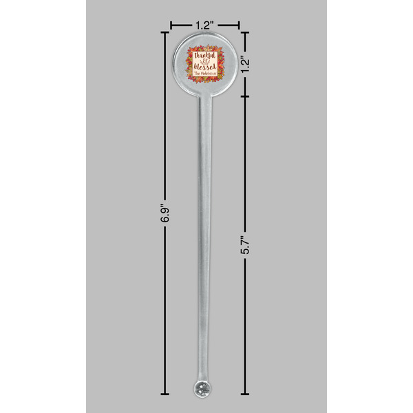 Thankful & Blessed Clear Plastic 7" Stir Stick - Round - Dimensions