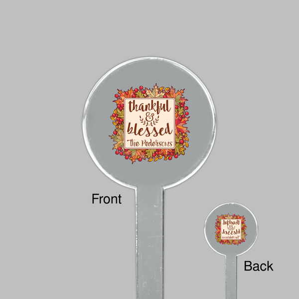 Thankful & Blessed Clear Plastic 7" Stir Stick - Round - Front & Back