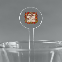 Thankful & Blessed 5.5" Round Plastic Stir Sticks - Clear (Personalized)