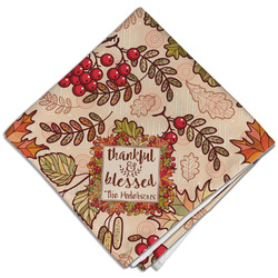 Thankful & Blessed Cloth Dinner Napkin - Single w/ Name or Text