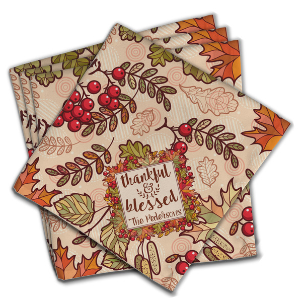 Custom Thankful & Blessed Cloth Napkins (Set of 4) (Personalized)