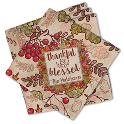 Thankful & Blessed Cloth Cocktail Napkins - Set of 4 w/ Name or Text
