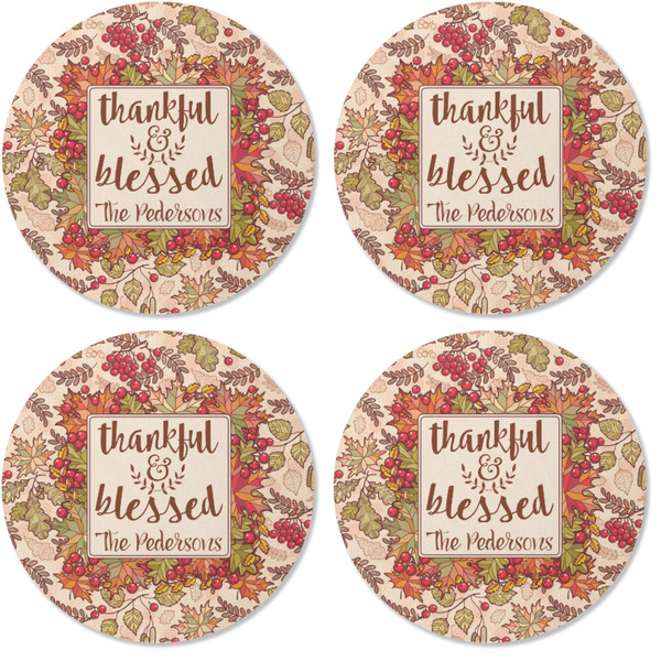 Thankful & Blessed Coaster Round Rubber Back - Apvl