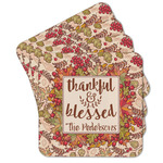 Thankful & Blessed Cork Coaster - Set of 4 w/ Name or Text
