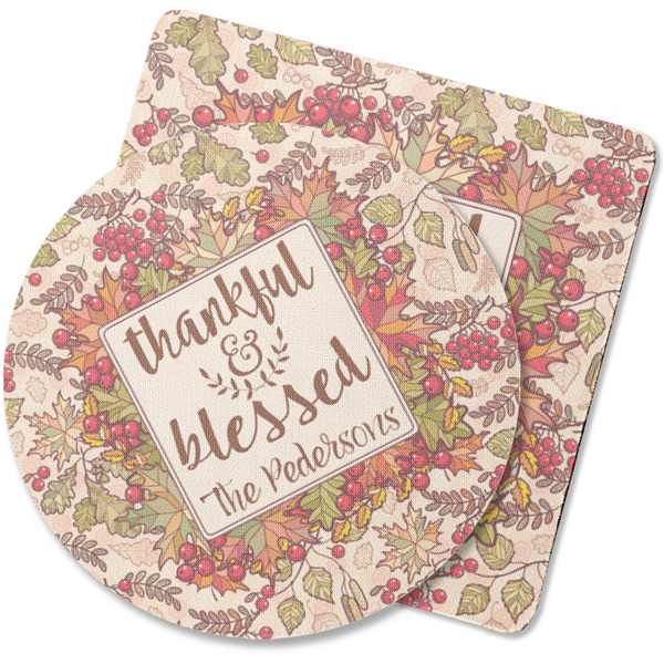 Custom Thankful & Blessed Rubber Backed Coaster (Personalized)