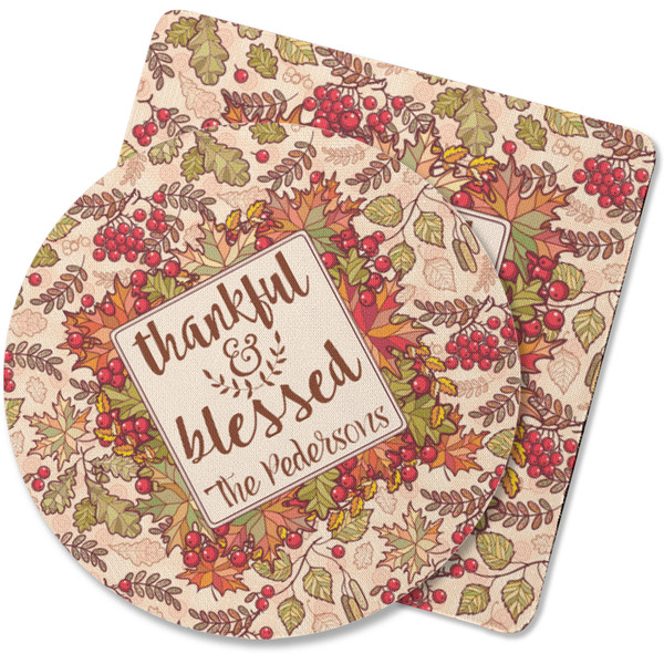 Custom Thankful & Blessed Rubber Backed Coaster (Personalized)