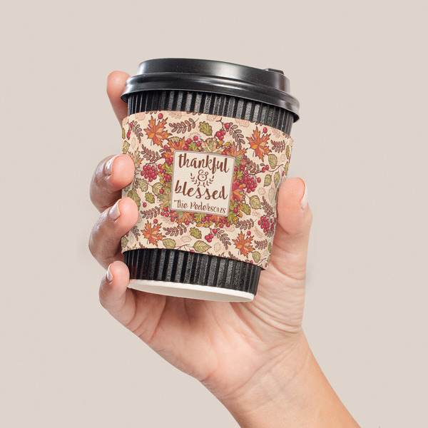Thankful & Blessed Coffee Cup Sleeve - LIFESTYLE