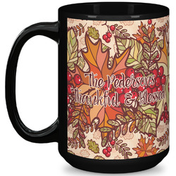 Thankful & Blessed 15 Oz Coffee Mug - Black (Personalized)
