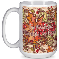 Thankful & Blessed 15 Oz Coffee Mug - White (Personalized)