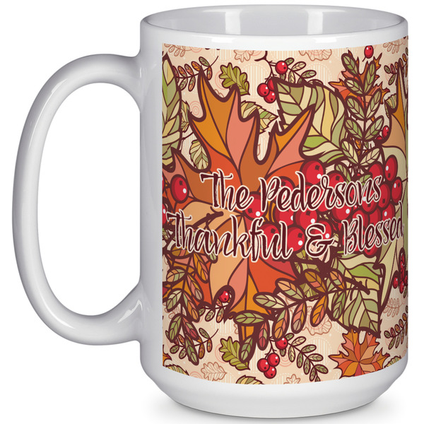 Custom Thankful & Blessed 15 Oz Coffee Mug - White (Personalized)