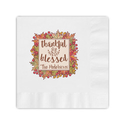 Thankful & Blessed Coined Cocktail Napkins (Personalized)
