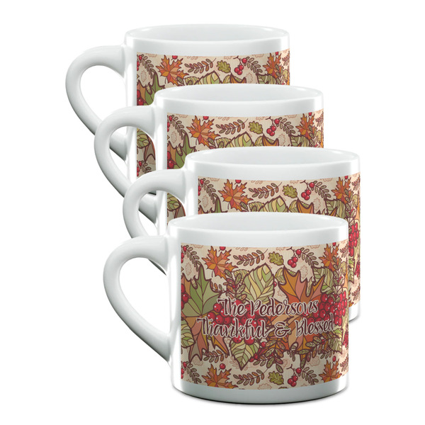 Custom Thankful & Blessed Double Shot Espresso Cups - Set of 4 (Personalized)