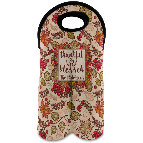 Custom Thankful & Blessed Wine Tote Bag (2 Bottles) (Personalized)