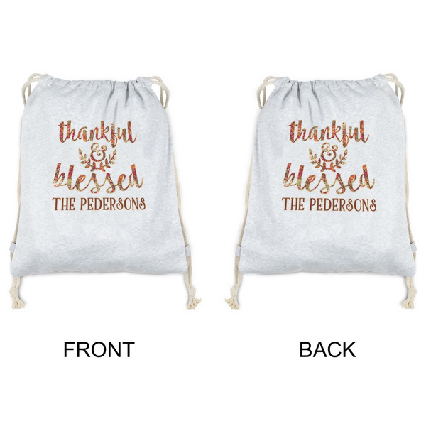 Thankful & Blessed Drawstring Backpacks - Sweatshirt Fleece - Double Sided - APPROVAL