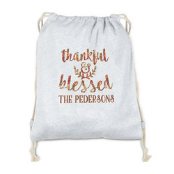 Thankful & Blessed Drawstring Backpack - Sweatshirt Fleece - Double Sided (Personalized)