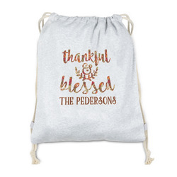Thankful & Blessed Drawstring Backpack - Sweatshirt Fleece - Double Sided (Personalized)